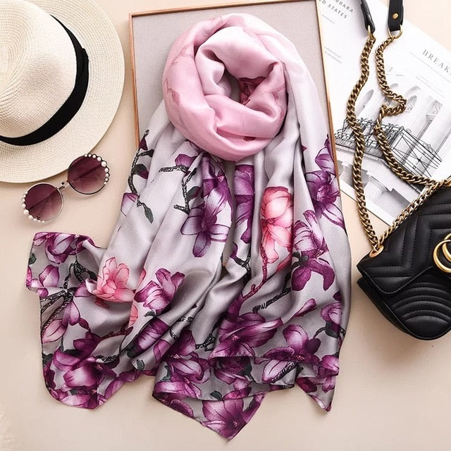 Luxury brand women silk scarves