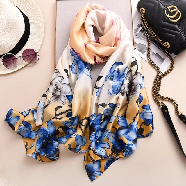 Luxury brand women silk scarves