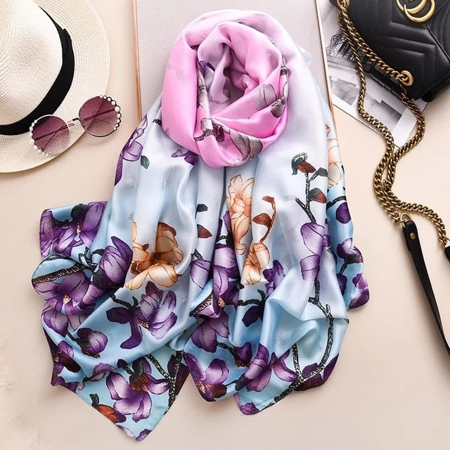 Luxury brand women silk scarves