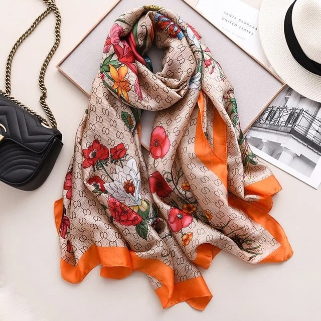 Luxury brand women silk scarves