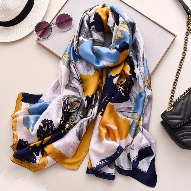 Luxury brand women silk scarves