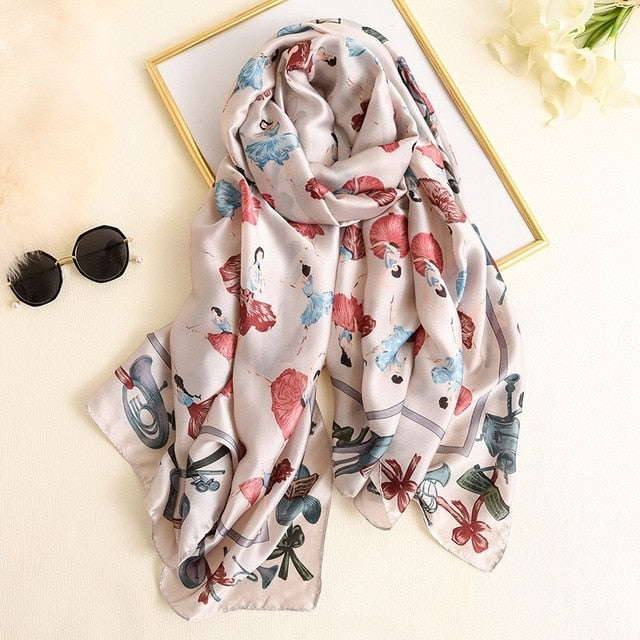 Luxury brand women silk scarves