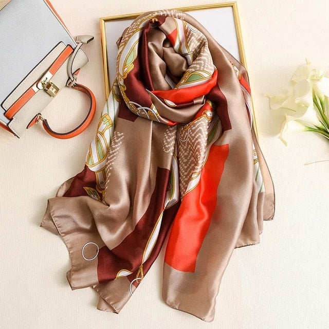 Luxury brand women silk scarves