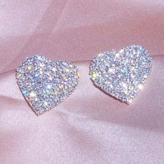 Luxury Crystal Heart Stud Earrings