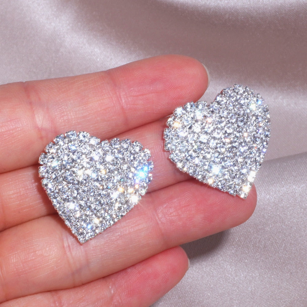 Luxury Crystal Heart Stud Earrings