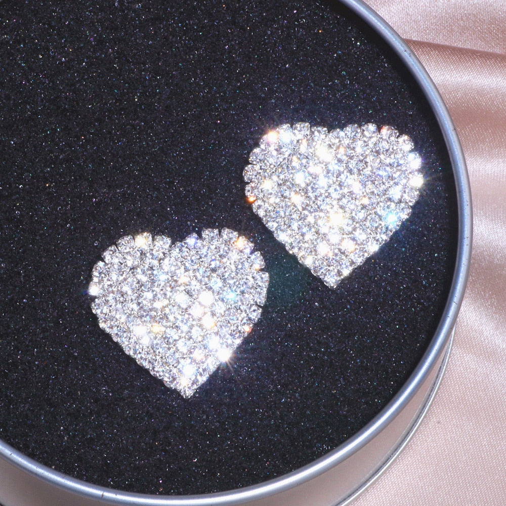 Luxury Crystal Heart Stud Earrings