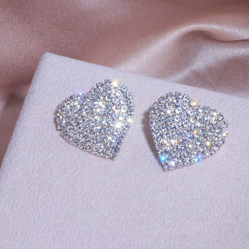 Luxury Crystal Heart Stud Earrings