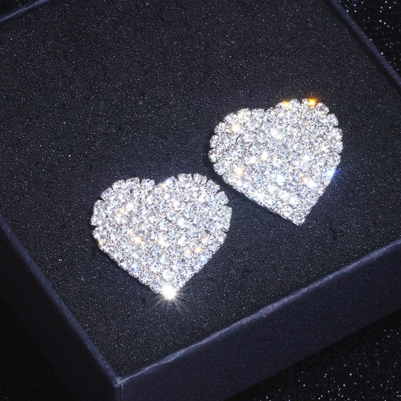 Luxury Crystal Heart Stud Earrings