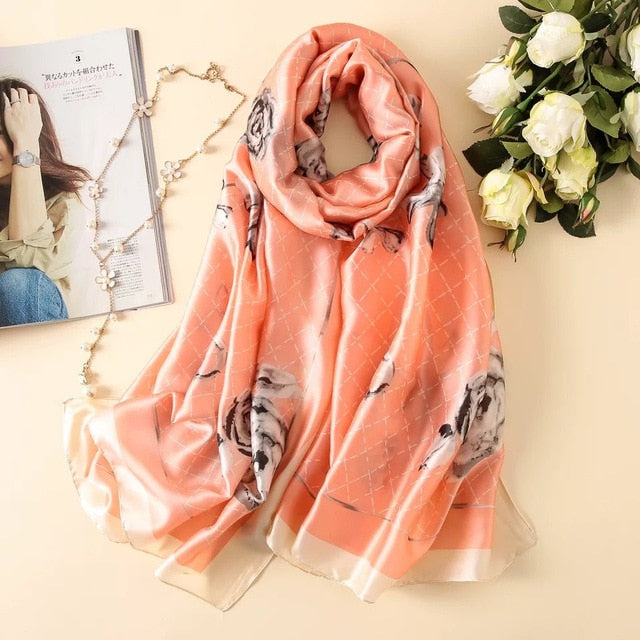 Luxury brand women silk scarves